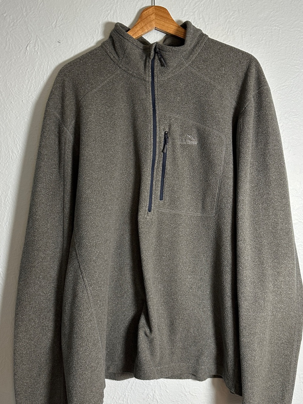 LL Bean Fleece Pullover XXL Mens Gray Quarter Zip Pocket Outdoor Cozy